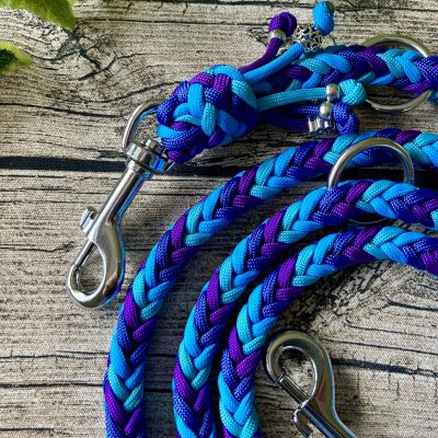 Hundeleine / Führleine aus handgeflochtenem Paracord in Farbkombi TouchOfMagic, verstellbar, verschiedene Längen