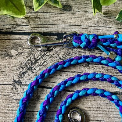 Hundeleine für kleine Hunde / Welpenleine / Showleine aus handgeflochtenem Paracord in Farbkombi TouchOfMagic, verstellbar, verschiedene Längen