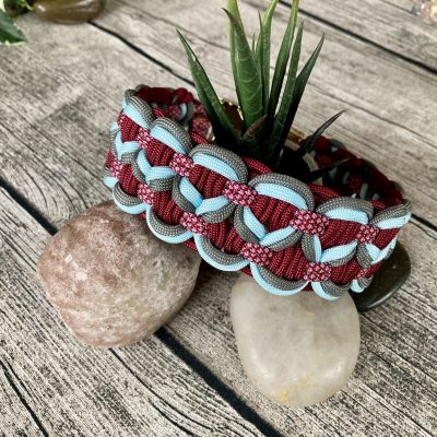 Breites Hundehalsband aus handgeflochtenem Paracord in Farbkombi HappyDay