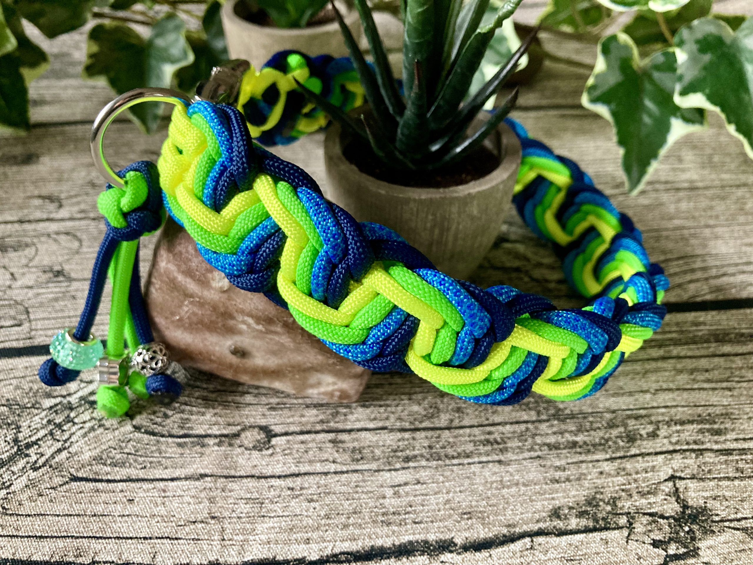 2024-01-03 14.18.13 Hundehalsband aus handgeflochtenem Paracord in Farbkombi BrightSide