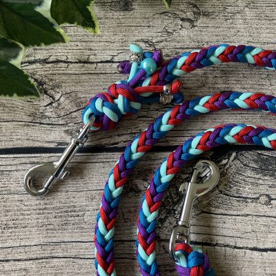 Hundeleine / Führleine aus handgeflochtenem Paracord in Farbkombi ShiningBright, verstellbar, verschiedene Längen